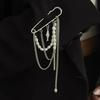 Salircon Trend Classic Gold Color Metal Small Fish Pendant Brooches Creative Imitation Pearl Tassel Dress Suit Pins Clip Jewelry