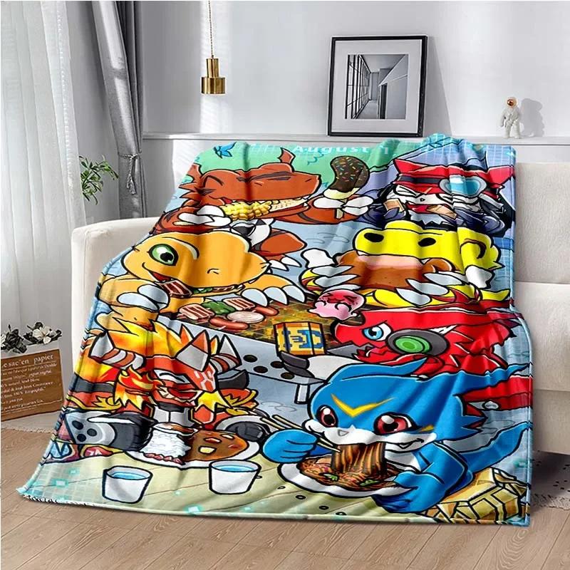 Japane Cartoon D-Digimon Throws Blanket Sofa Hiking Picnic Super Soft Quilt Bed Thermal Cute Anime Flannel Blanket Birthday Gift