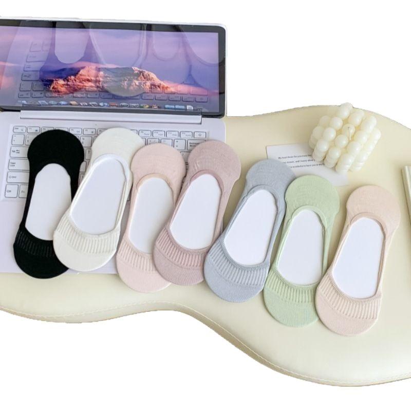 Female Summer Thin Cotton Pure Color Simple Non Slip Heel Boneless Shallow Mouth Invisible Socks