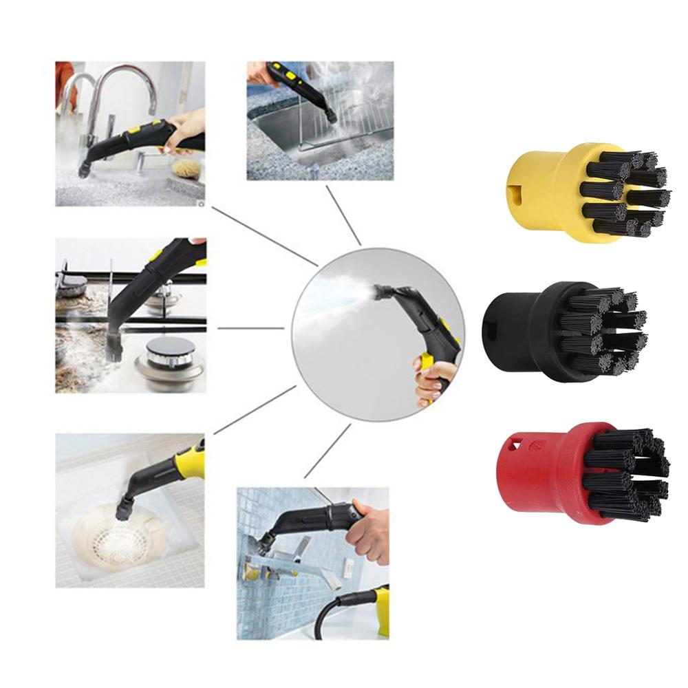 3 Stück Baumwoll-Frottee-Abdeckpolster + 3 Stück Nylon-Rundbürsten für Dampfreiniger der Kärcher SC-Serie SC1 SC2 SC3 SC4 SC5