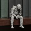 jijijing 3D Printed Soldier Figurine Ornament, Sitting Tactical Statue, Funny Tired Sculpture for Table Shelf Edge Decor
