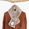 Soft waxy wind thickened solid color fluffy scarf to keep warm imitation Rex rabbit hair cross scarf plush collar women