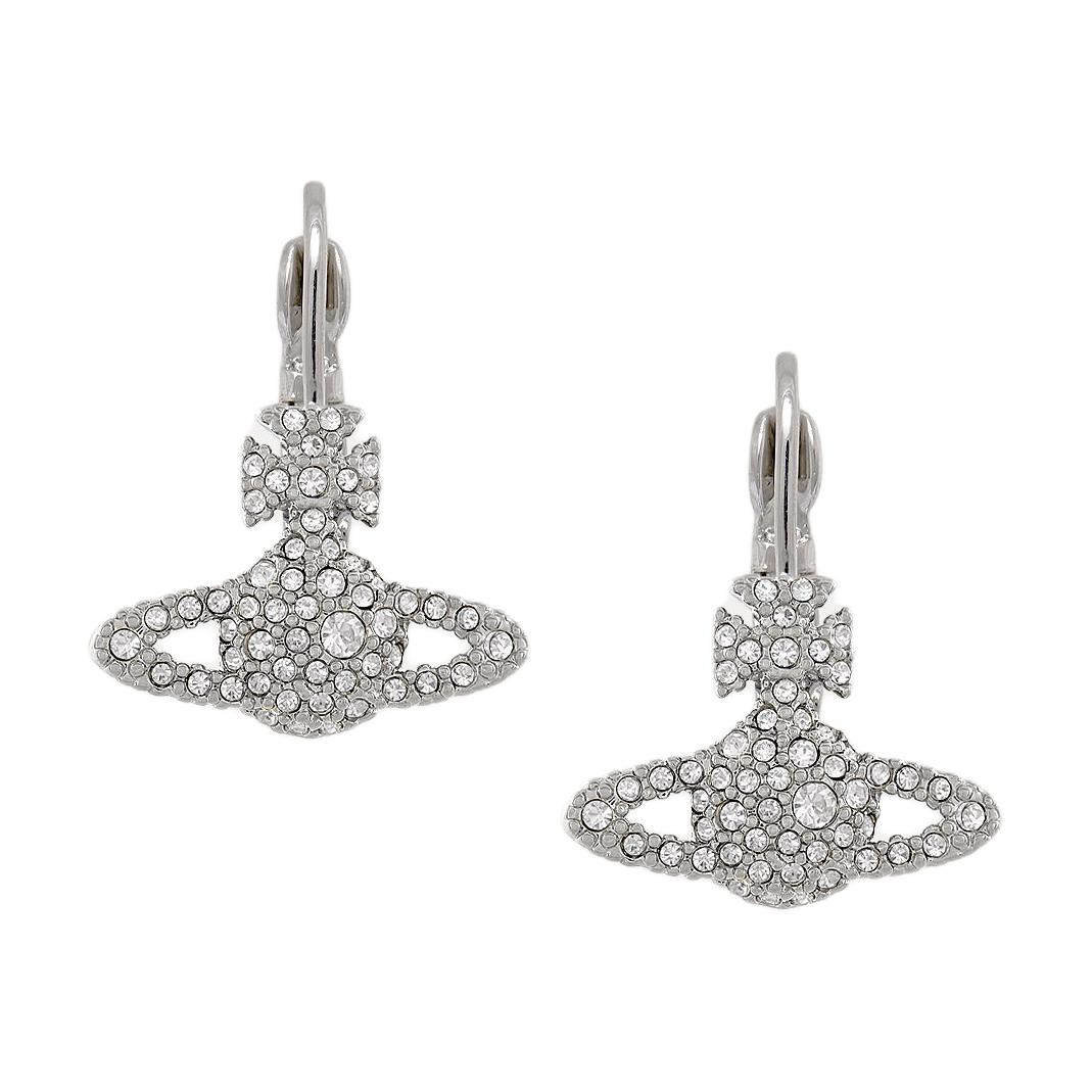 Vivienne Westwood Grace Drop Crystal Saturn Pendant Earrings Women earrings Silver Brass 6202002702P116P116 Box