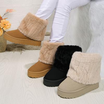 Buty damskie zimowe damskie buty czarne okrągłe noski solidne pluszowe ciepłe średni obcas wodoodporne codzienne buty śnieżne damskie