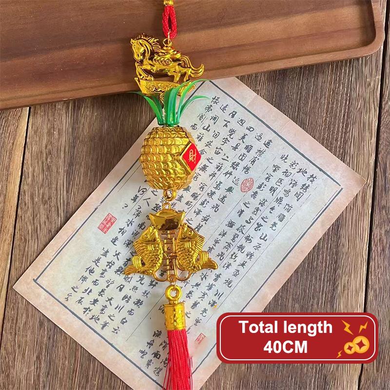 2026 Year Of The Horse Wall Hanging Car Ornament Chinese  Year Red Gold Pineapple Pendant Lucky Decoration Housewarming Gifts