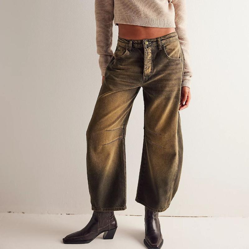 

GMXIA Женские модные повседневные брюки с однотонным принтом и высокой талией и капри XXL коричневый