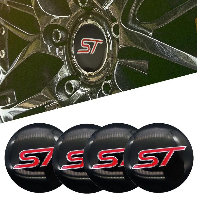Car Sticker 2025 Hot 4pcs Ford Wheel Center Cap Hub Cover Badge Emblem Sticker Car Accessories For Ford Focus Fiesta C-Max ST Mo