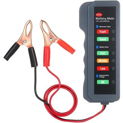 12V Car Battery Alternator Tester LED Digital Battery Condition Alternator Analyzer with Copper Clip