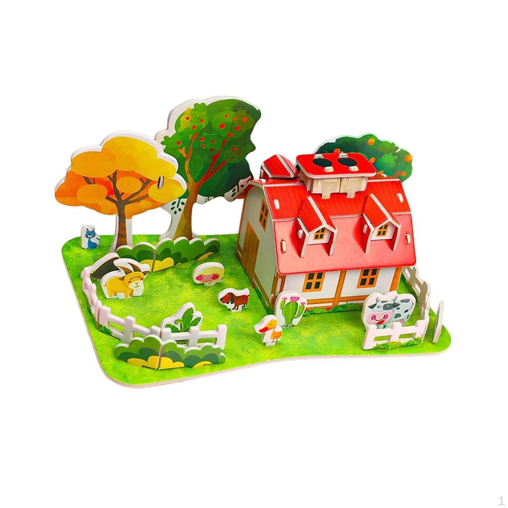 3D House Puzzle for Girls, Child Aged 6-12, Paper Cardboard Mini Craft , Creative DIY