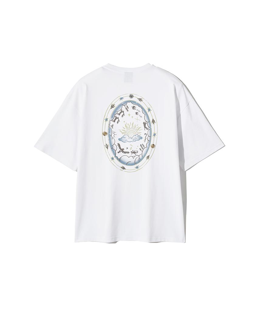 GAKKAI UNIONS Sunset Western Button Short Sleeve T-Shirt White