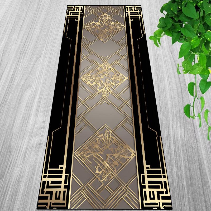 Europäischer Stil Luxus Gold Flur Teppich Mode Dekoration Heim Durchgangsteppiche Rutschfest Langer Teppichläufer Anpassbar