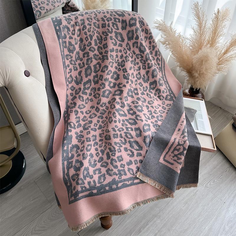Light Luxury Warm Versatile Shawl Dual-Purpose Cape Korean Version Printed Leopard Print Texture Thickened Scarf Women