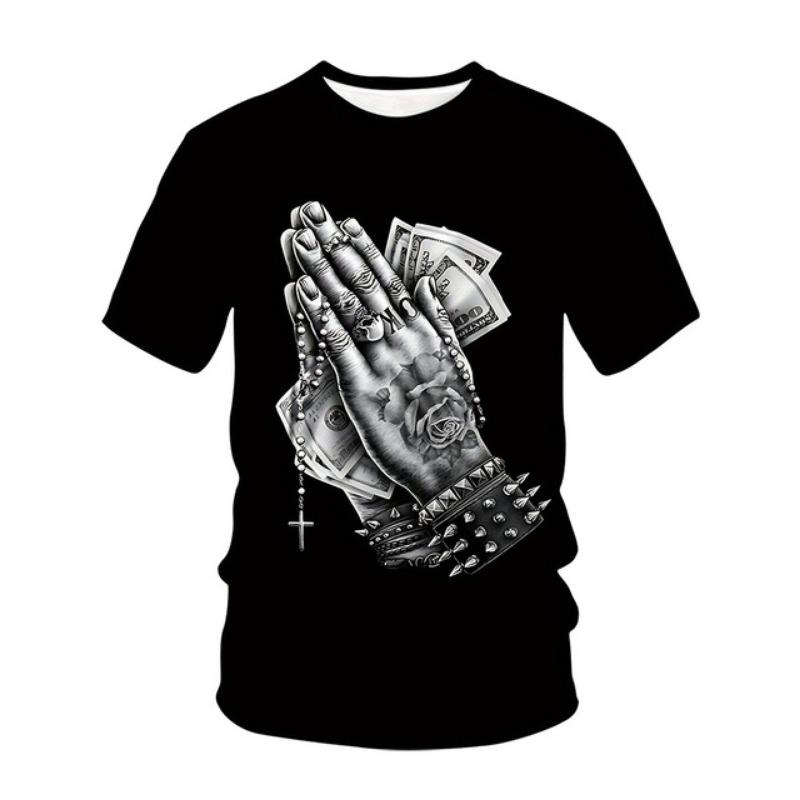 Vintage Cross Graphic Print Men's T-Shirt 2025 New Street Hipster T-Shirt Top Plus Size Casual Men's Short Sleeve Tee Apparel