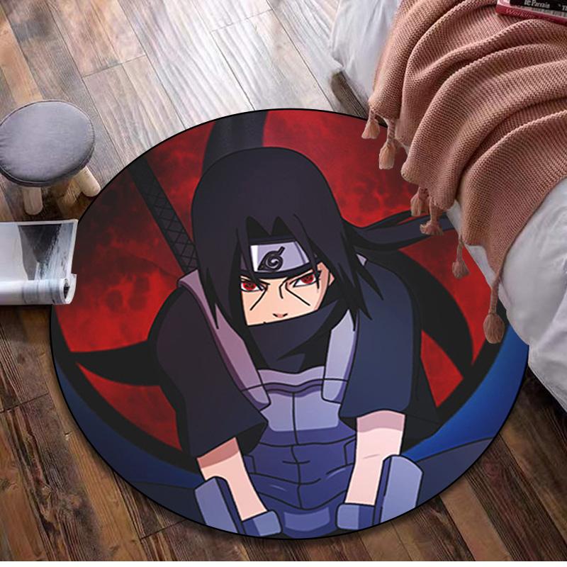 1Pc Uchiha Itachi Circular Print Rug - home decoration Carpet For Living Room Bedroom Flooring Computer Chair Area Rug