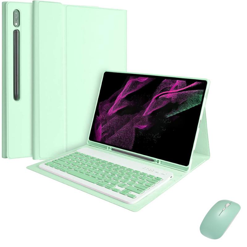 Custodia per Tablet Samsung S10 FE+: Tastiera da 13,1", Slot per penna, Copertina in pelle, Mouse da 12,4"