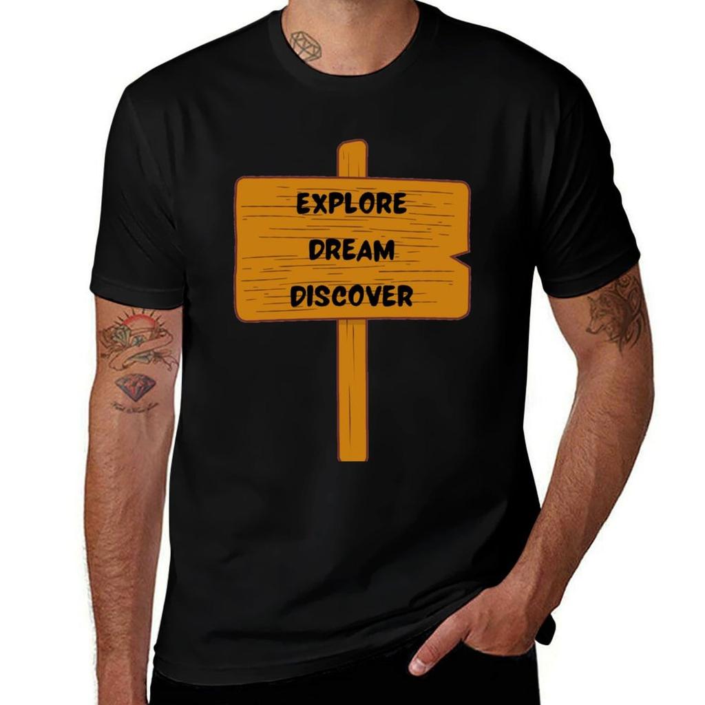 Explore Dream Discover TShirt Basic All Season Solid TShirt