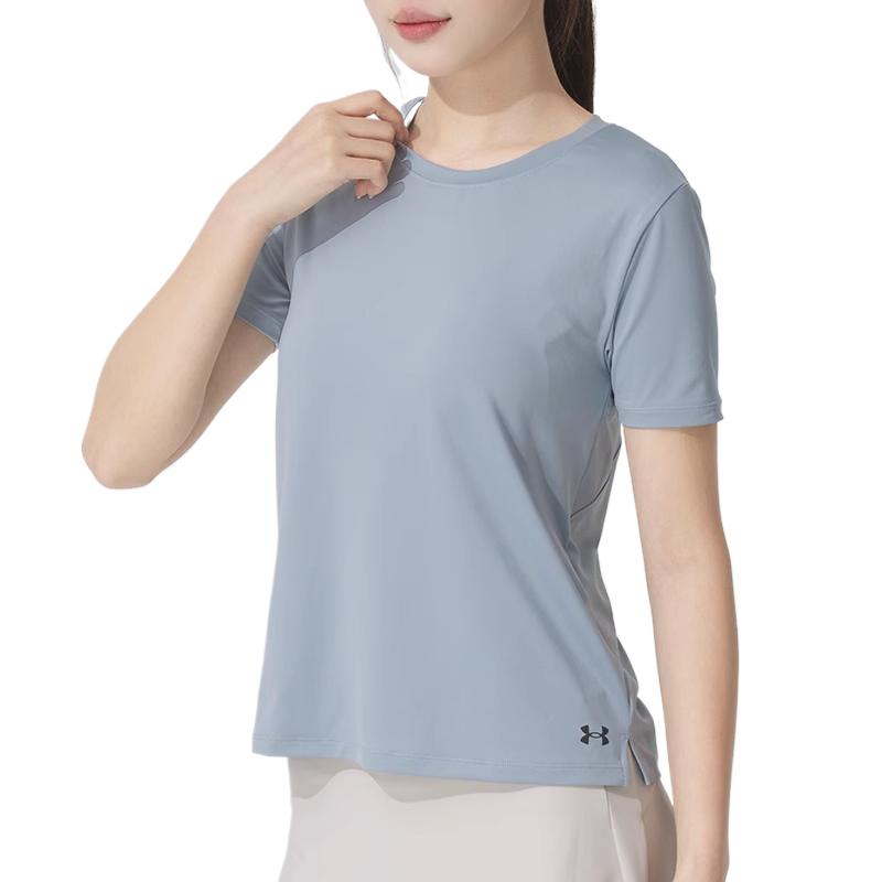 Under Armour Comfortable Casual Versatile Solid Color Short Sleeve T-Shirt Women Tops 1379043-465/XYY202505190/25380