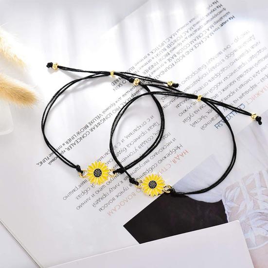 2 Stück Damen Mädchen Sonnenblume verstellbare Armbänder Freundschaft Schmuck Dekoration