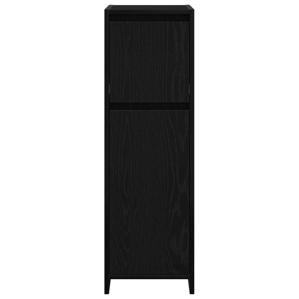 Bathroom Cabinet with Door Black Oak Look 30 x 30 x 95 cm