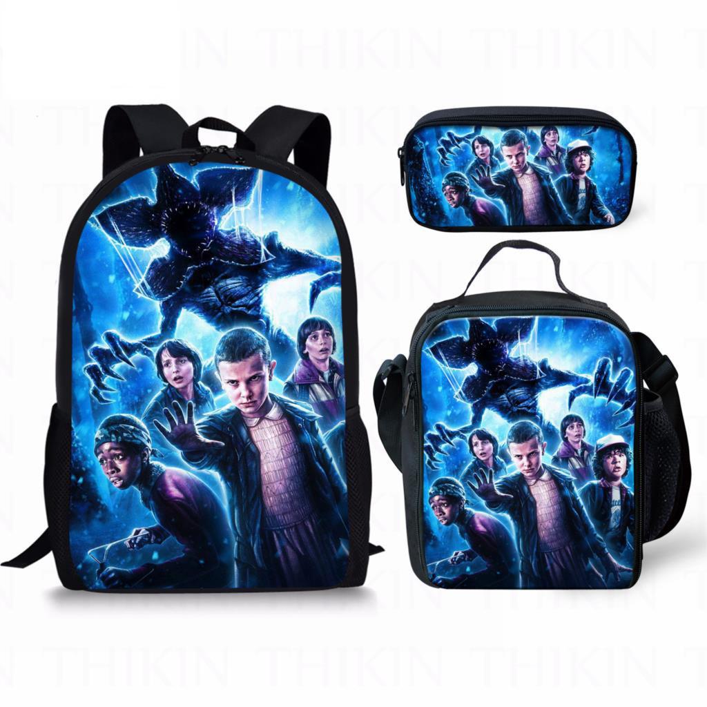 Stranger Things 3 Backpack Pencil Case Set For Daily Use With Nylon Material