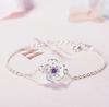 New Arrival  Silver Color Pink/Purple Cherry Blossom Flower Zircon Bracelet for Women Pulseira Feminina  Gift