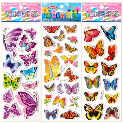 Sticker Gonflé 3D Assortiment Aléatoire 6/12 Feuilles Style Fleur Papillon Auto-adhésif Matériau DIY Sticker Décoration Papeterie ZYF