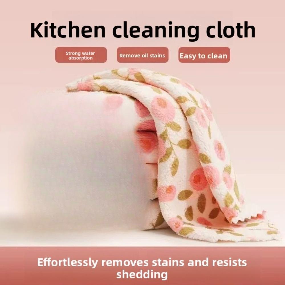 30/1 Pack Purple Pink Floral Kitchen Cloths, Thick Large Oil-proof Water Absorbent Dish Towels Household Cleaning Wipes