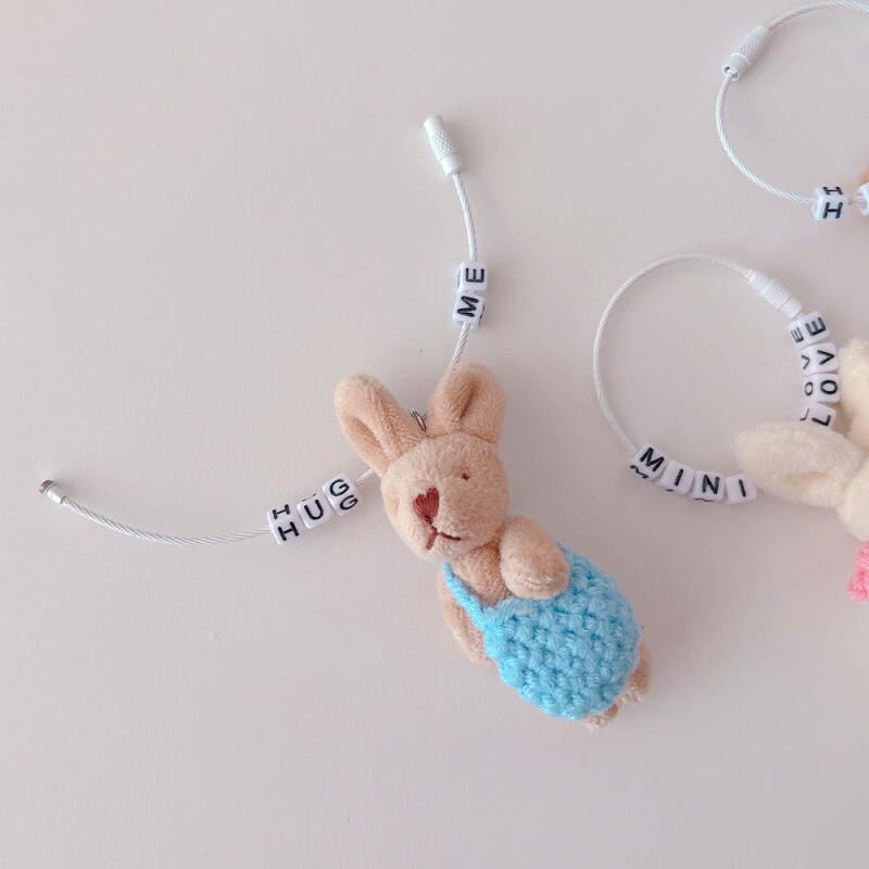 Mini Rabbit Initial Name Keychain (4 types) (4) White Rabbit Scarf