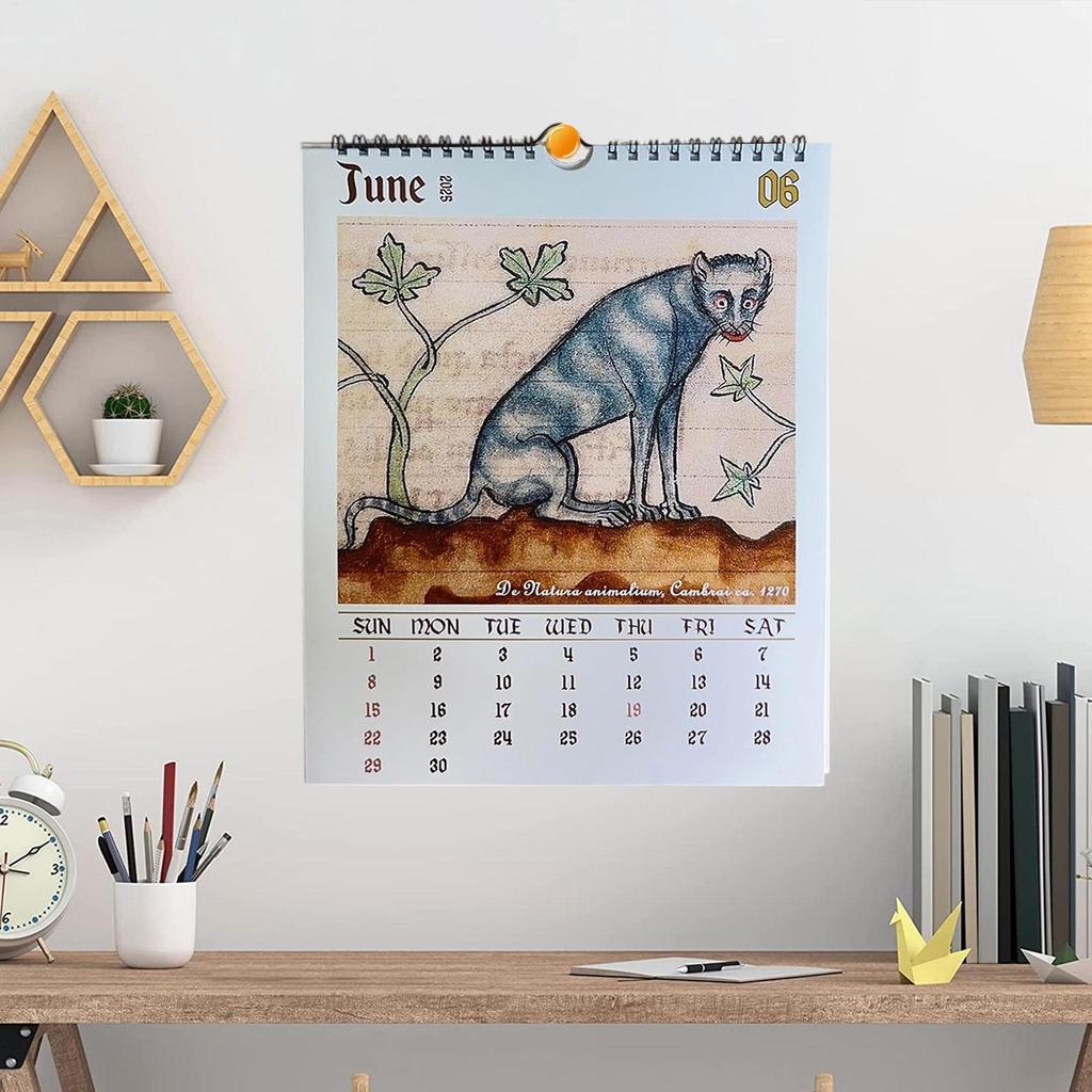 Mittelalterliche Katzen Malerei Wandkalender 2026 Vintage Kunst Heimdekoration Lustiges Katzenliebhaber Geschenk Feiertagsplanung Zeitplaner