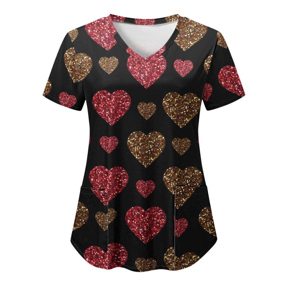 

Love Nursing Scrubs Топи Уніформа медсестри Футболка з 3d-принтом тварин Жіноча мода Комбінезон з V-подібним вирізом Кишеня Медична уніформа Робочий одяг XXXL