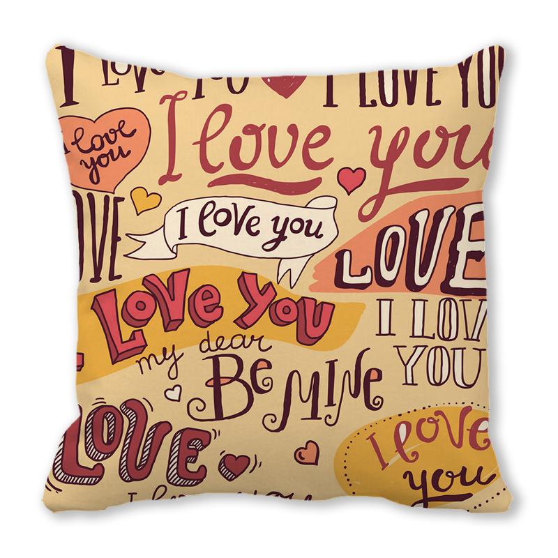 Home Decor Valentine Love Phrases Cushion Cover Decor Pattern Cushion Cover Suitable for Sofa Bedroom Car Pillow Cover