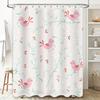 Pink Birds Branches Shower Curtain For Bathroom Decor Waterproof Fabric Bath Mat Home Decoration Gift Ideas (180X240Cm)