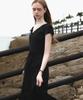 DEHEVE V-Neck Flare Dress [Black]