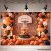 2D Sports Basketball Birthday Backdrop, Brick Wall Background Cloth