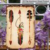 2D Flat, 1pc Boho Native American Arrows & Feathers Aluminum Sign - Western Wall Decor Western Home Decor, Native American Themed Room, Boho Home