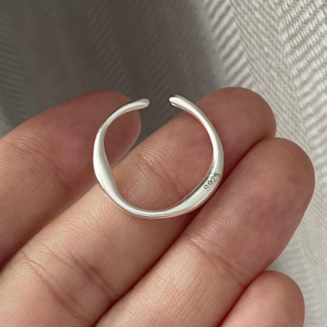 

925 Sterling Silver Rings For Women Geometric Fine Jewelry Finger Adjustable Simple GOld Narrow Ring For Party Birthday Gift resizable