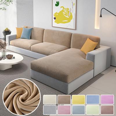 Samt Sofakissenbezug für Wohnzimmer Stretch L-förmig Plüsch Sofasitzbezug Rutschfest Dicke Sofaüberwürfe 1 /2 /3 /4 Sitzer