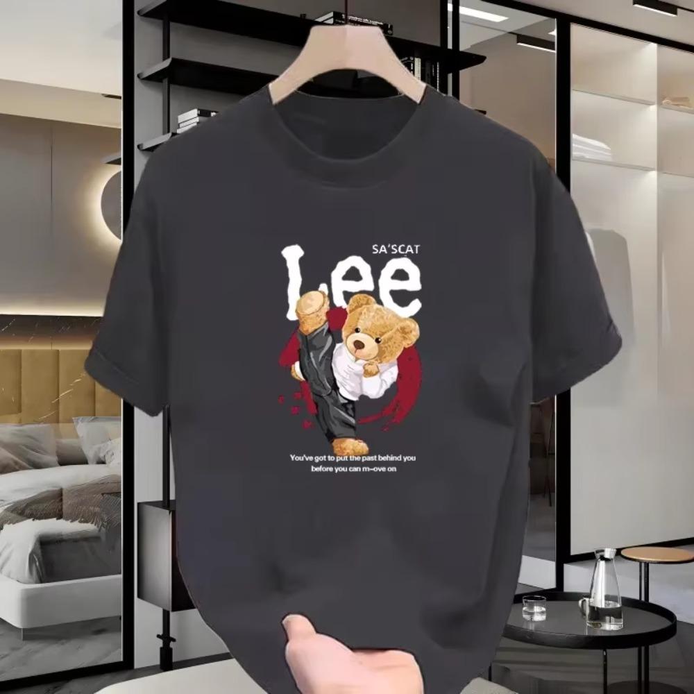International Brand LEE Cooperation Printed Short Sleeve T-shirt 100% Cotton Round Neck Loose Fashion Simple Men's T-shirt