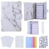Zipper Envelope PU Leather Notebook Binder 6 Ring Binder Marble Budget Binder Marble Notebook