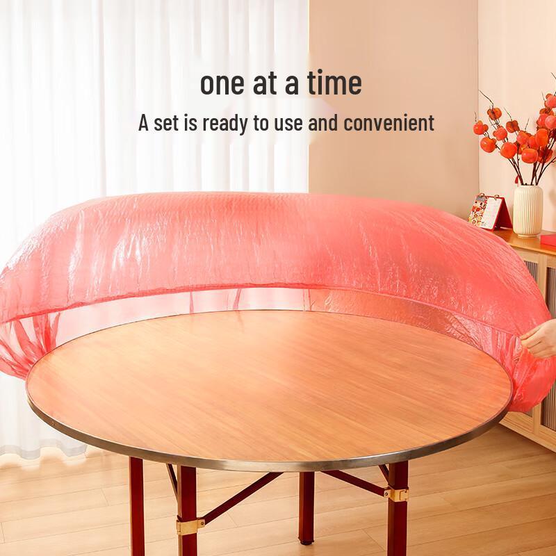 Elastic Red Disposable Round Tablecloth for Parties & Events