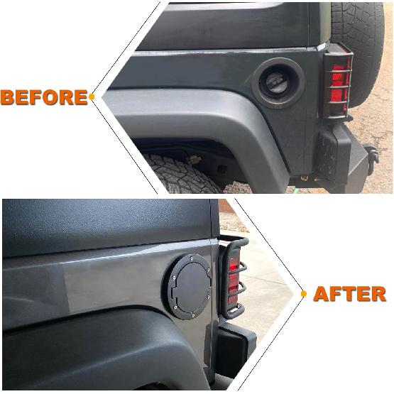 Black Gas Cap Cover Fuel Filler Door Cover Compatible with 2007-2017 Wrangler JK JKU 2/4-DOOR(NOT FOR 2018+ JL MODELS)