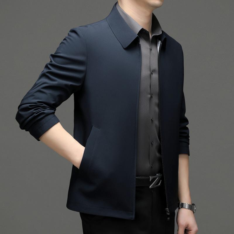 

Тонкая мужская куртка высокого класса на весну и осень, деловой пиджак среднего возраста с лацканами, не требующий глажки, повседневная красная куртка из шелка тутового дерева 200