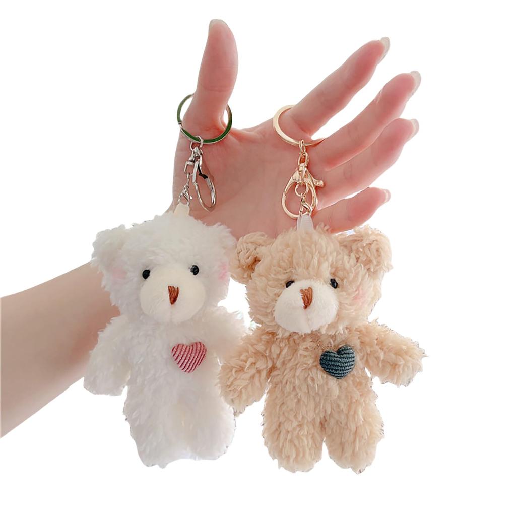 [AirAkl] Pair of Bear Plush Keychains, 2-Piece Set, Couple Keychains, Fluffy Bear Keyrings, Toys, Kids, Christmas, Birthday Gifts