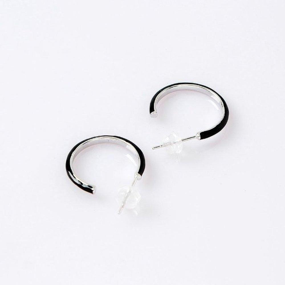 Ring platinum plated earrings black silver (Wf7Fa7D)