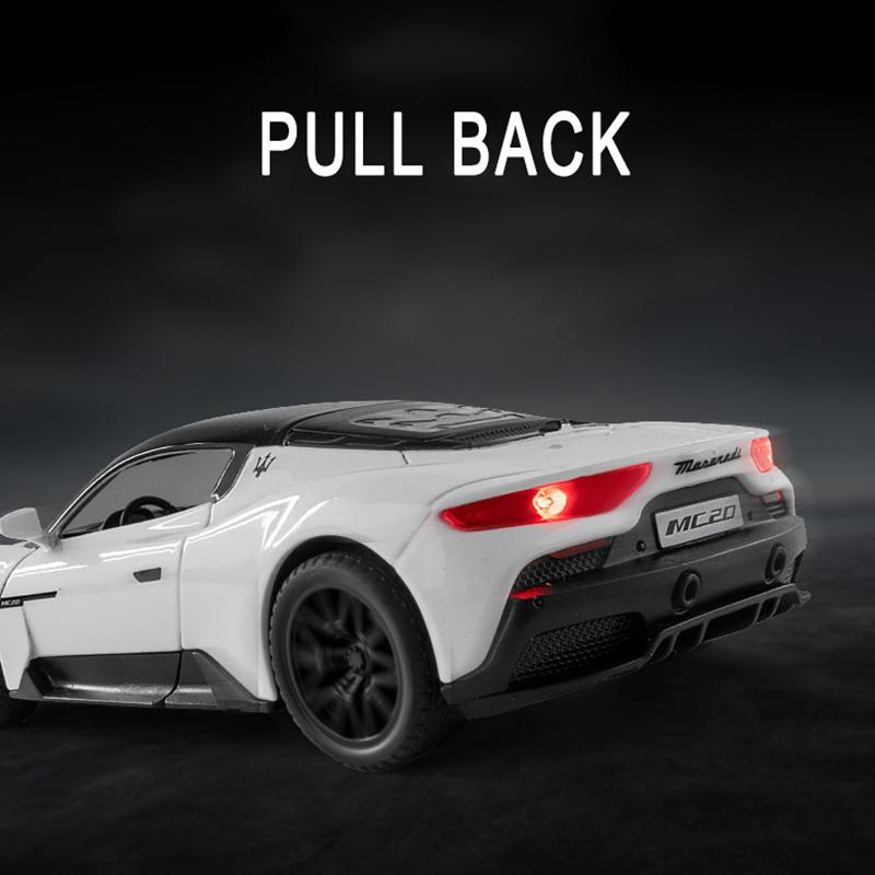 1/32 Diecast Alloy Model Car Miniature Maserati MC20 Supercar Metal Vehicle Ornaments Gifts for Children New Hottoy Red Toy Boys