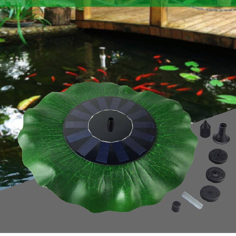 Lotus Leaf Style Solar Fountain For Garden Pond Water Feature With Floating Design