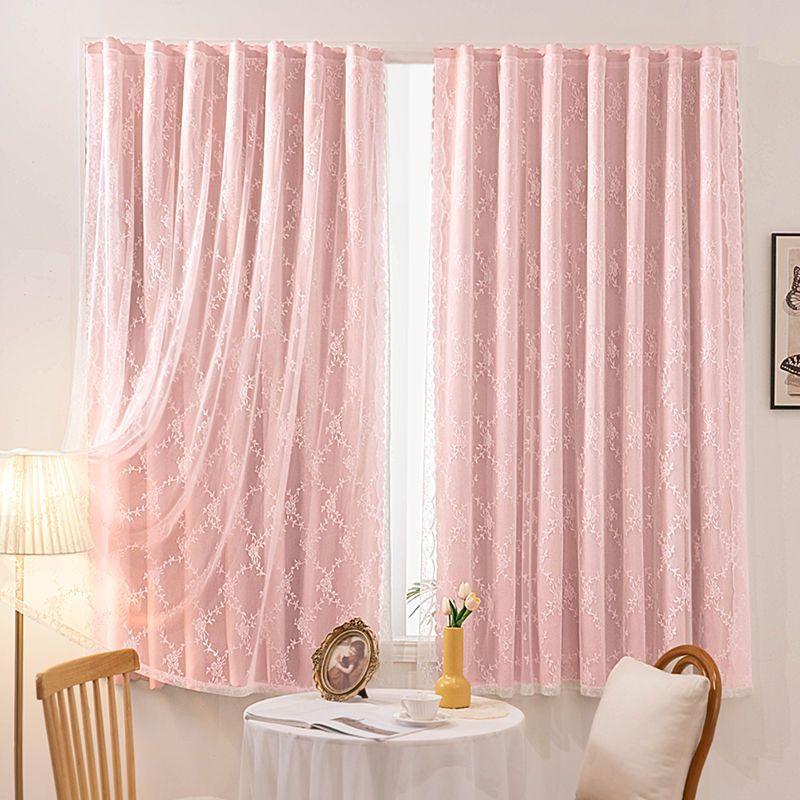 2026 Velcro Jacquard Sheer Curtain, Blackout Curtain,Punch Free Sun Protection Lace Window Voile Curtain, Light Filtering Bay Window Drape