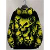 2025 Frühling Herbst Herren Damen 3D Totenkopf Druck Hoodies Ausgehen Lässig Täglich Pullover mit Taschen Unisex Streetwear
