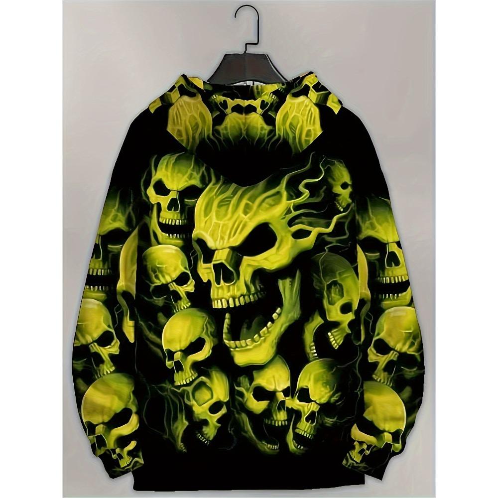 2025 Frühling Herbst Herren Damen 3D Totenkopf Druck Hoodies Ausgehen Lässig Täglich Pullover mit Taschen Unisex Streetwear