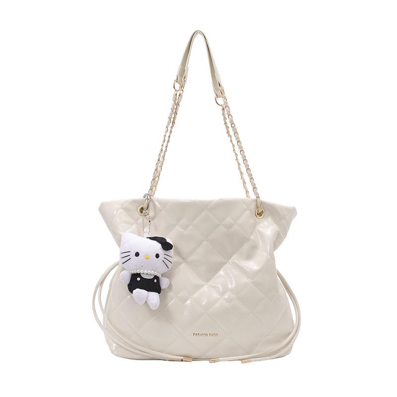 2026 Korean Style Quilted Diamond Chain Bucket Bag – Stylish Casual Underarm Accessory